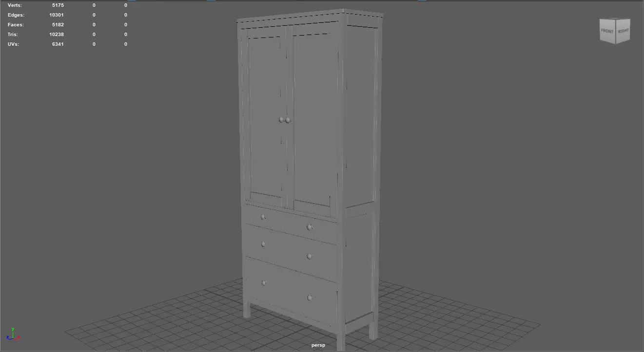 Ikea HEMNES Cabinet - Untextured and Openable Low-poly 3D model