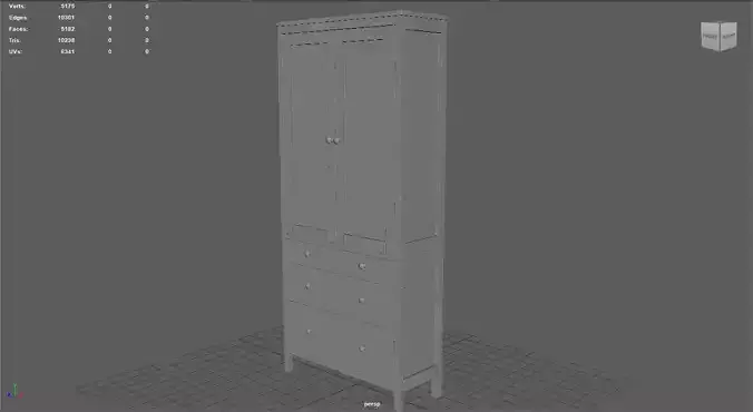 Ikea HEMNES Cabinet - Untextured and Openable Low-poly 3D model