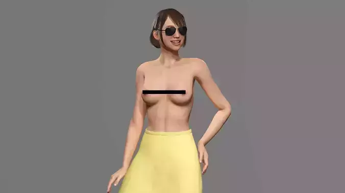 Sexy Smiling  Topless Woman