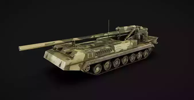 2S7 Pion Low-poly 3D model
