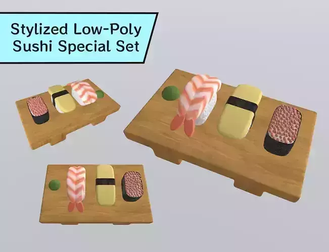 Stylized Low-Poly Sushi Special Set
