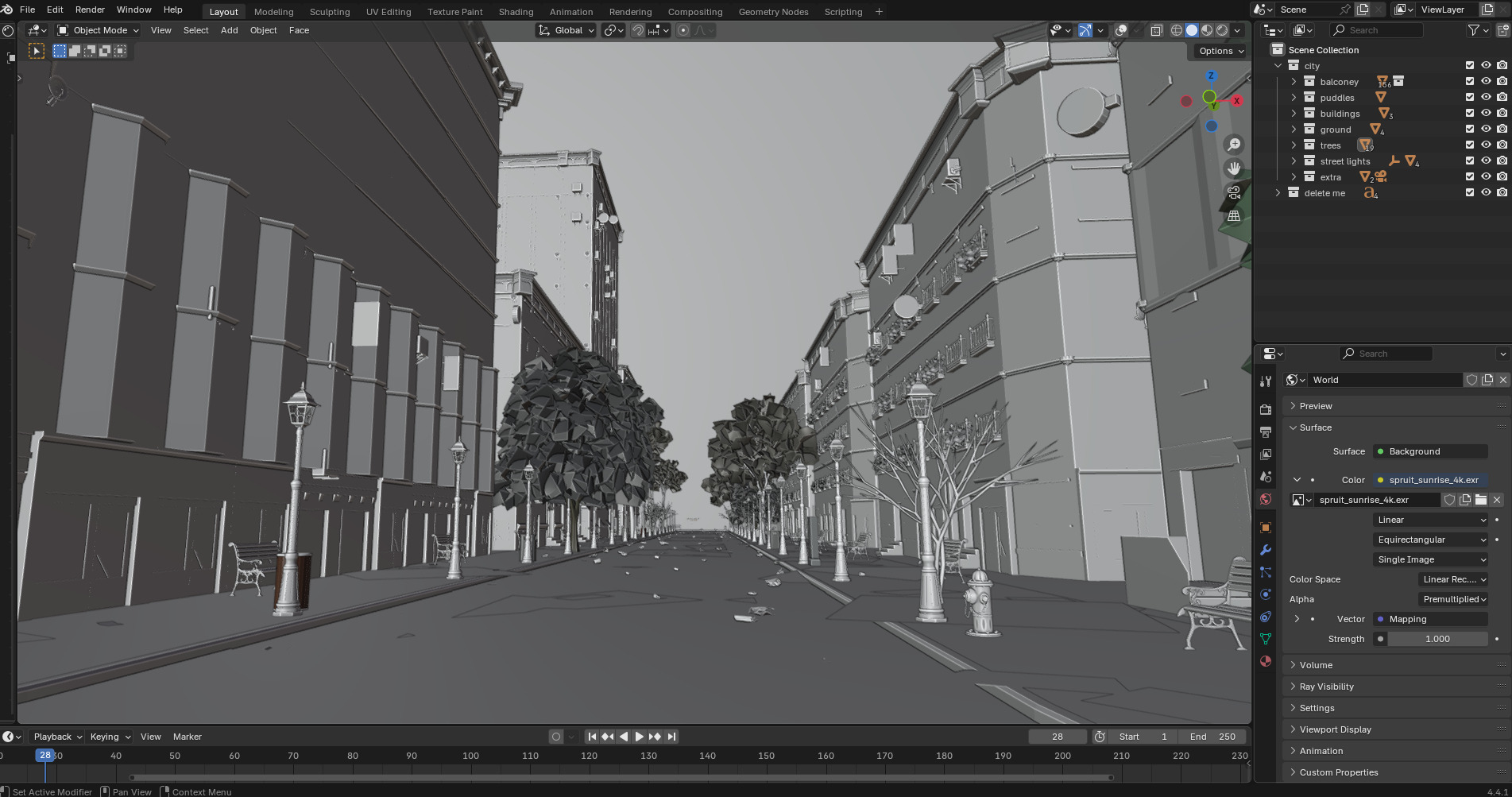 Paris Street Scene - Urban Wet Environment Scene 3D model_29