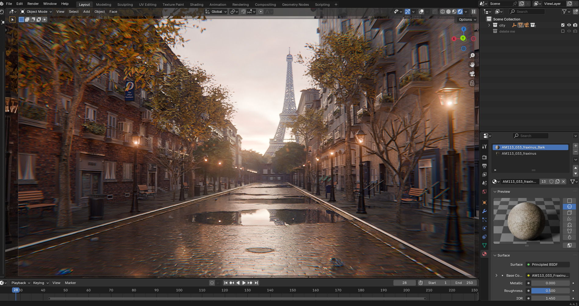 Paris Street Scene - Urban Wet Environment Scene 3D model_18