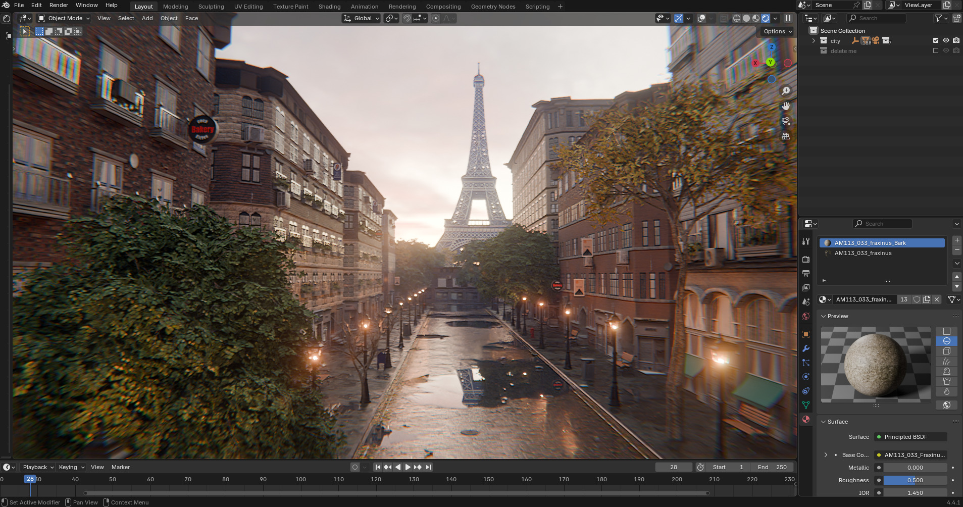 Paris Street Scene - Urban Wet Environment Scene 3D model_17
