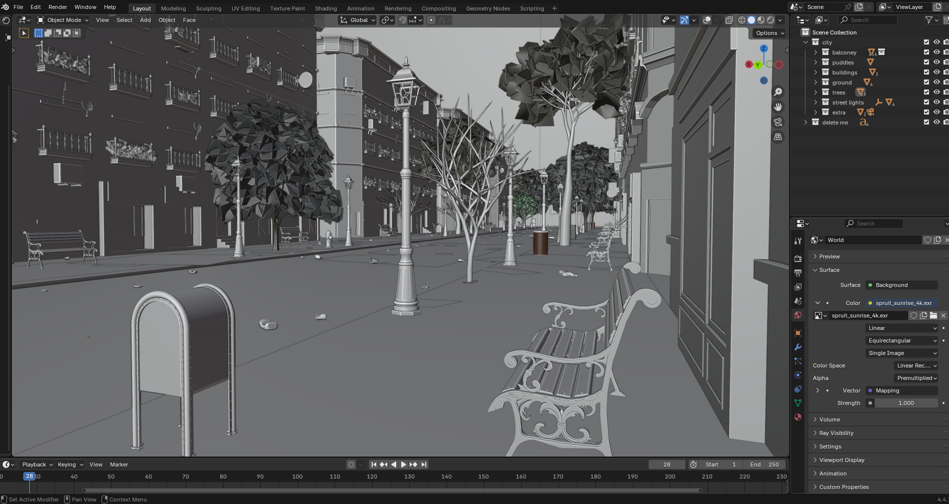 Paris Street Scene - Urban Wet Environment Scene 3D model_30