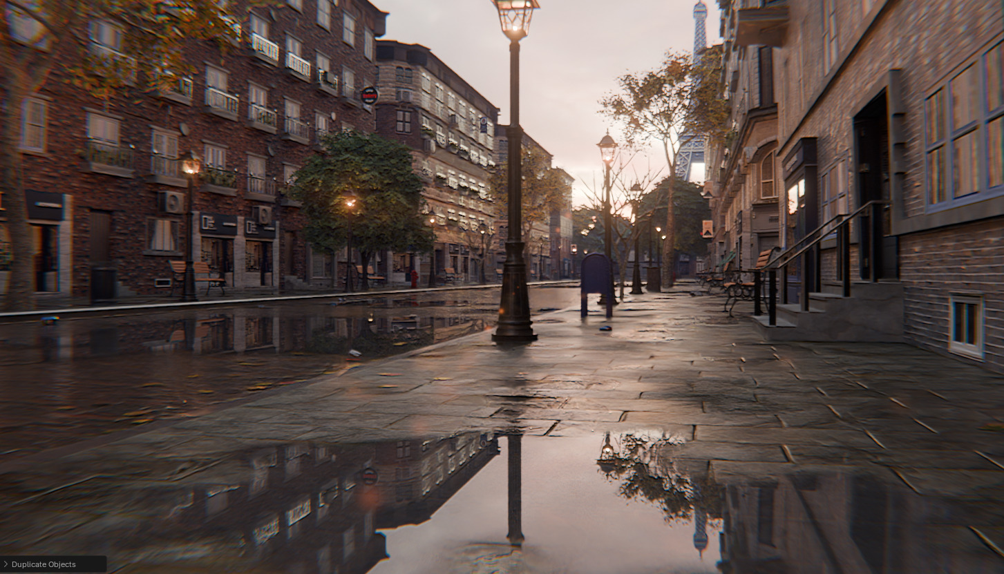 Paris Street Scene - Urban Wet Environment Scene 3D model_19