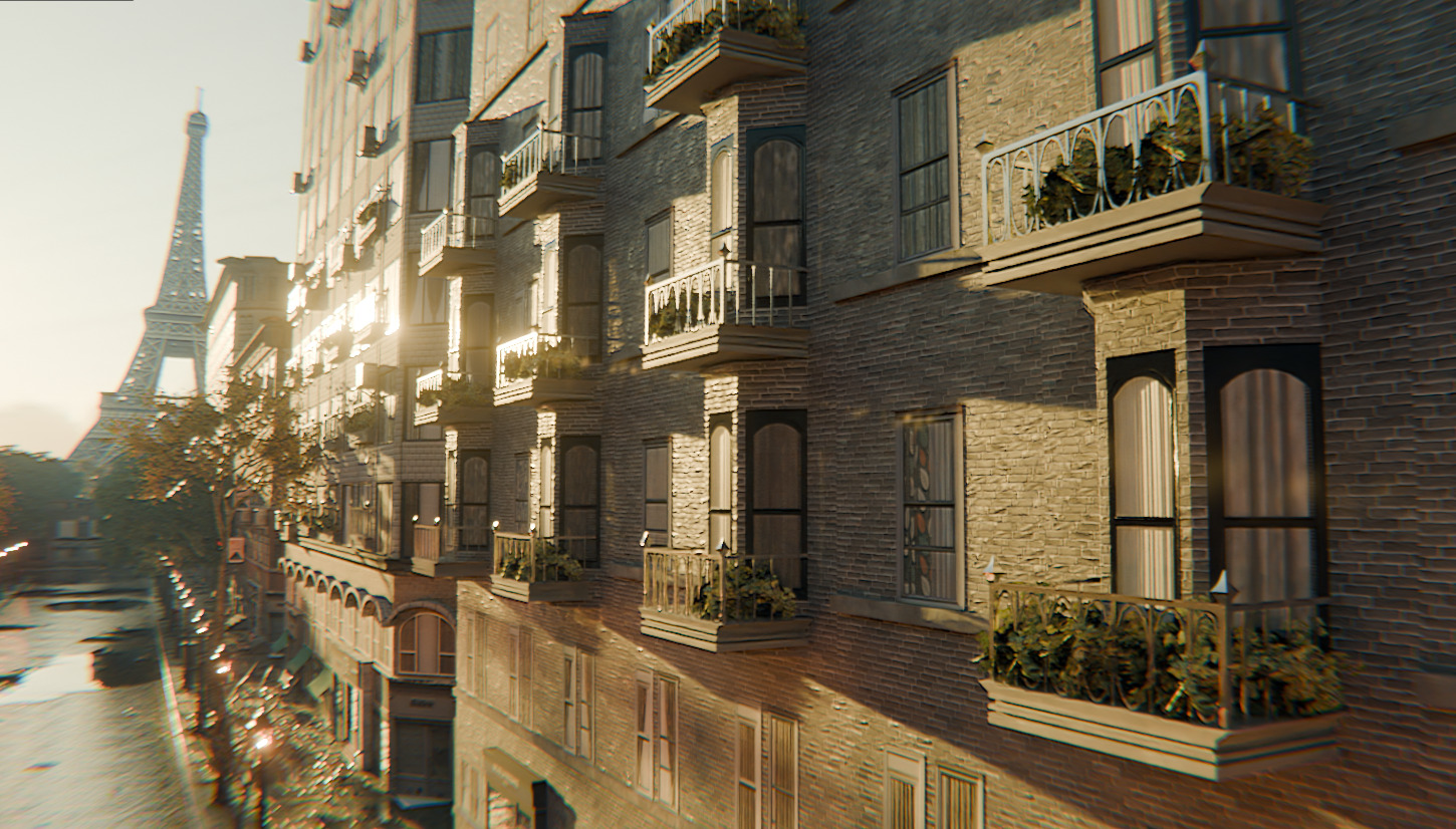 Paris Street Scene - Urban Wet Environment Scene 3D model_11