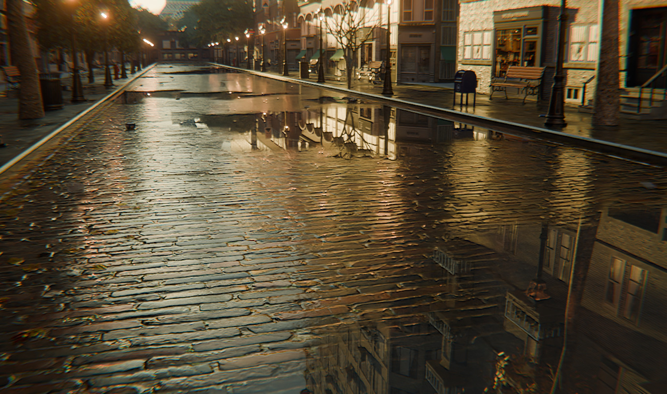 Paris Street Scene - Urban Wet Environment Scene 3D model_9