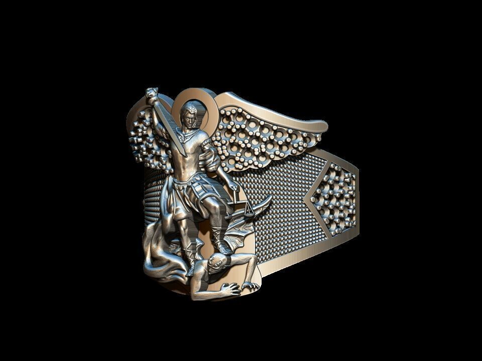 Michael the Archangel Ring  3D print model_2