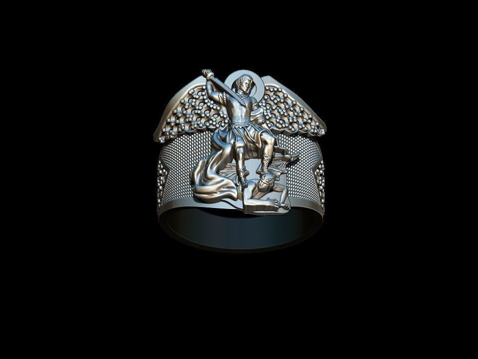 Michael the Archangel Ring  3D print model_1
