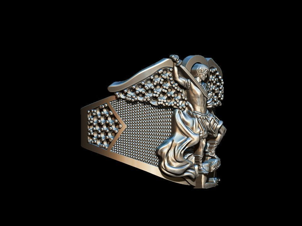Michael the Archangel Ring  3D print model_3