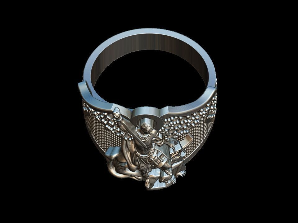 Michael the Archangel Ring  3D print model_6