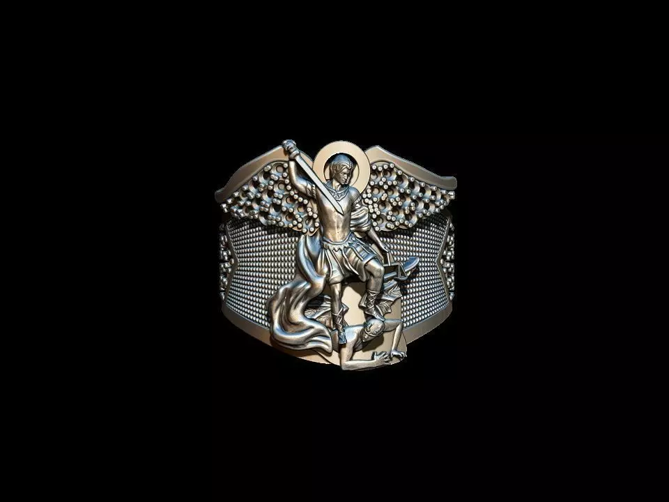 Michael the Archangel Ring  3D print model_0