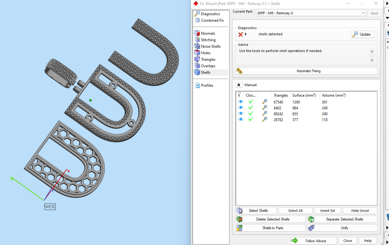 Custom Initial U Letter Diamond Pendant A to Z Alphabet Necklace 3D print model_17