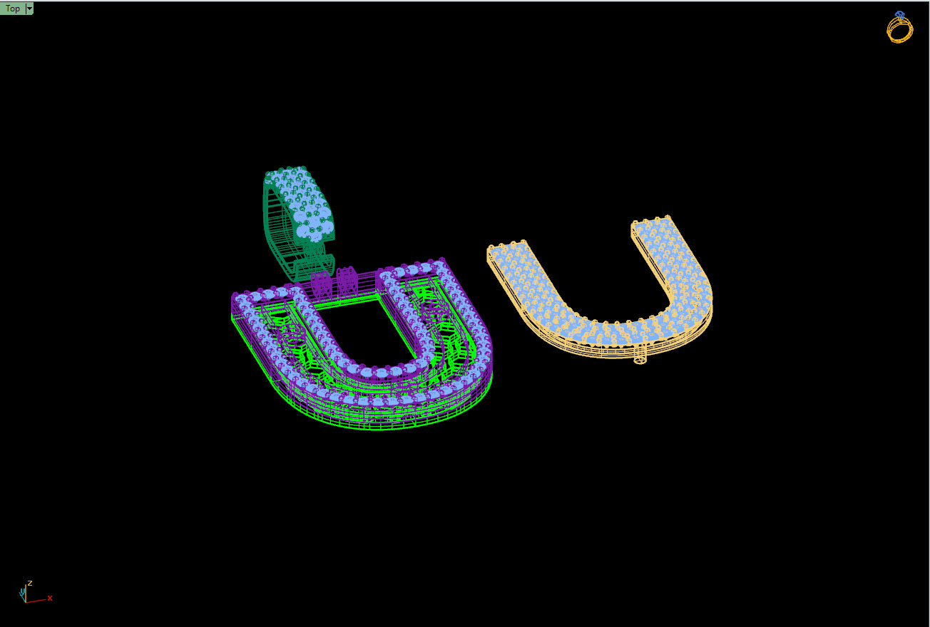 Custom Initial U Letter Diamond Pendant A to Z Alphabet Necklace 3D print model_15