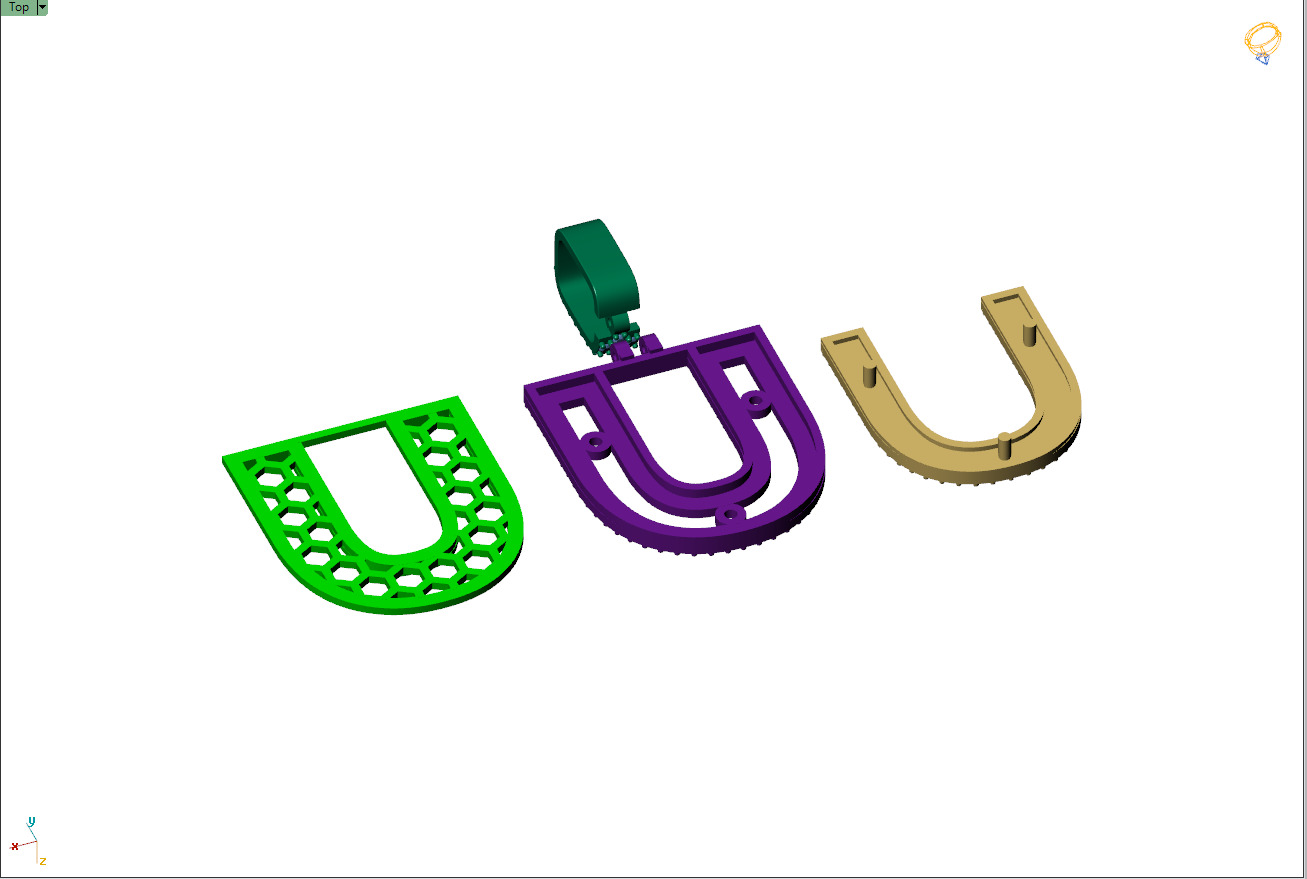 Custom Initial U Letter Diamond Pendant A to Z Alphabet Necklace 3D print model_13