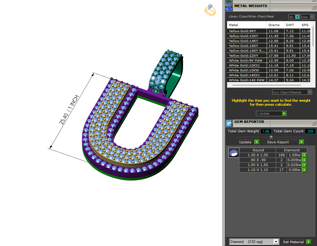 Custom Initial U Letter Diamond Pendant A to Z Alphabet Necklace 3D print model_6