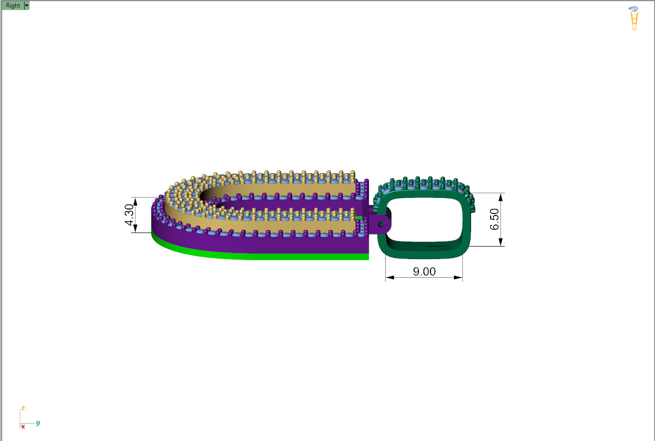 Custom Initial U Letter Diamond Pendant A to Z Alphabet Necklace 3D print model_8