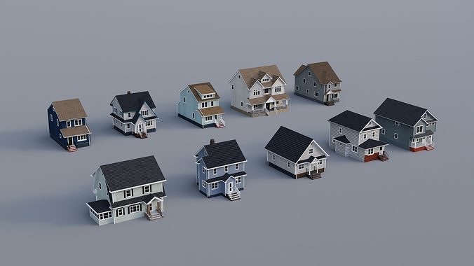 10 Low Poly Houses - Collection 3  3D Model Pack 3
