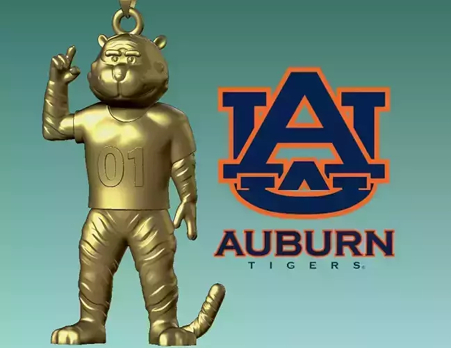 NCAA - Necklaces AUBURN TIGERS - Hanging Figurine - 3D print