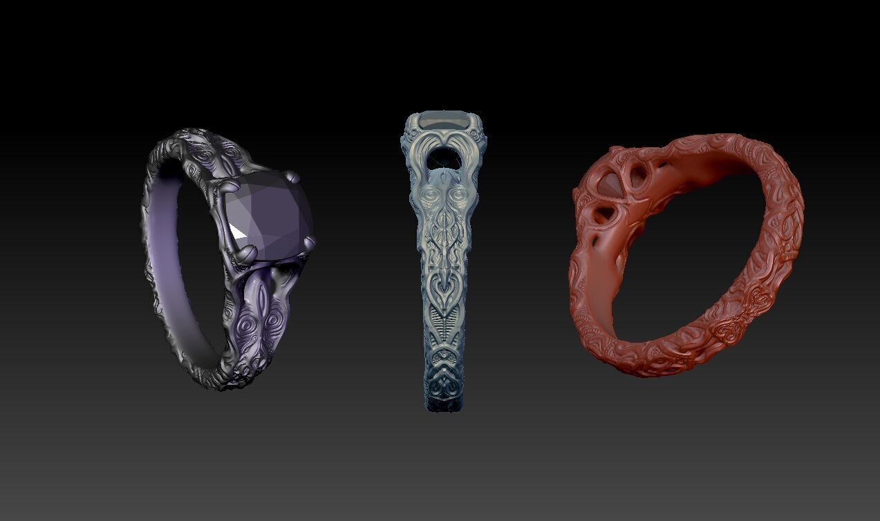 Sculpted Ring for Cushion cut Gems Free 3D print model_1