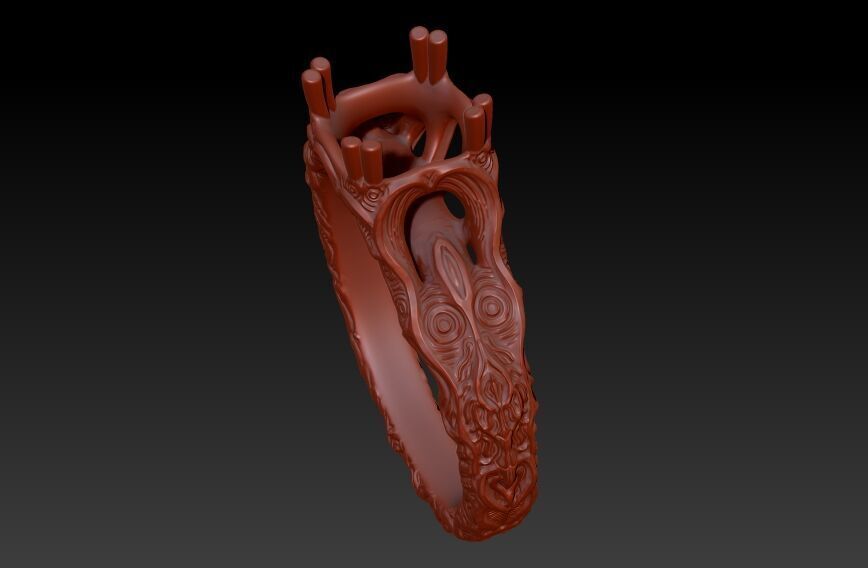 Sculpted Ring for Cushion cut Gems Free 3D print model_2