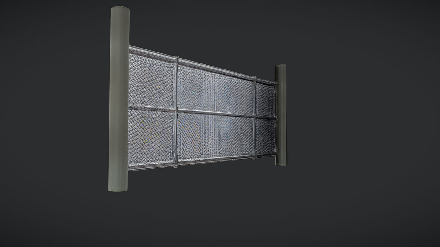 chain link fence panel 3D model_20