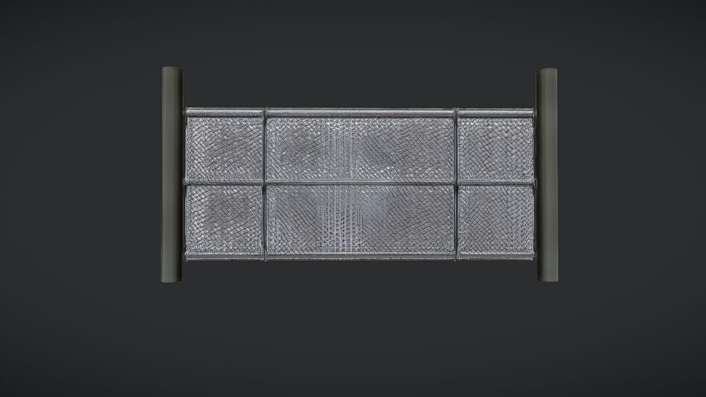 chain link fence panel 3D model_21