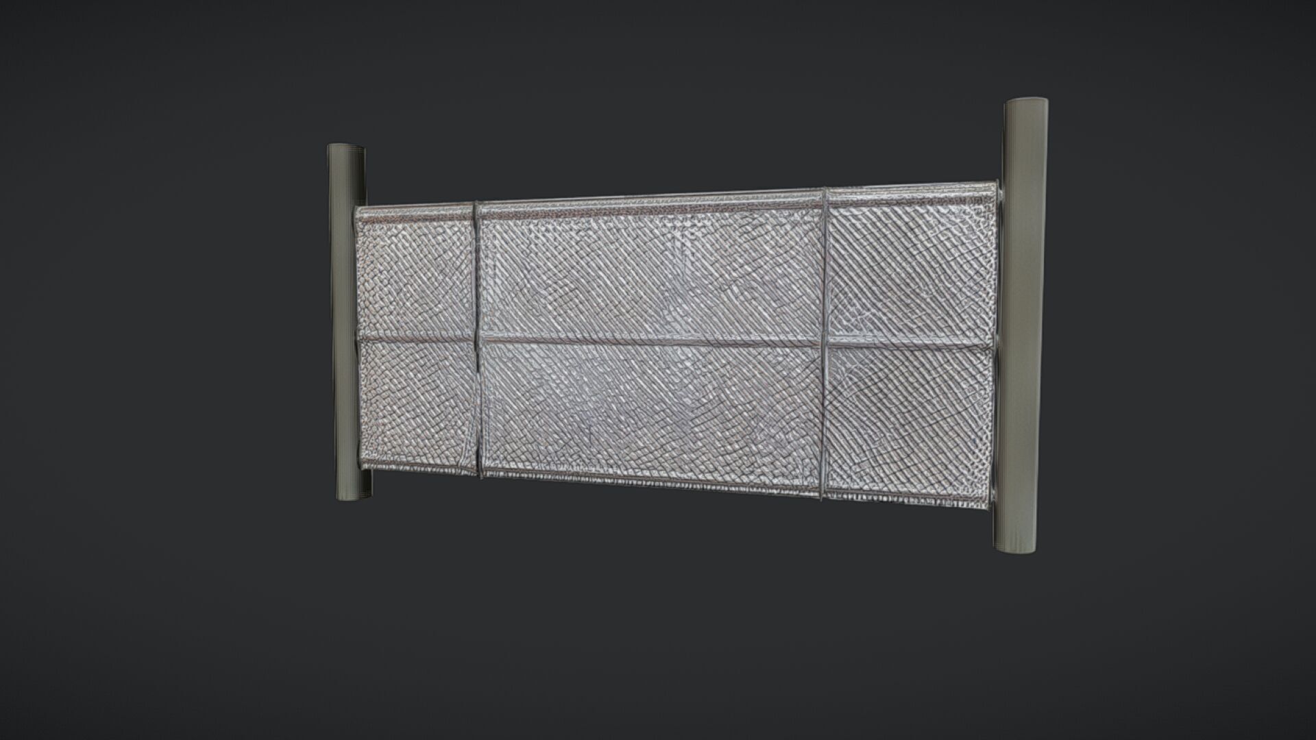 chain link fence panel 3D model_23