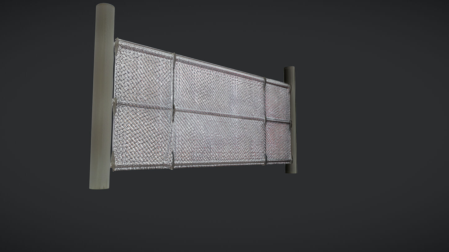 chain link fence panel 3D model_19