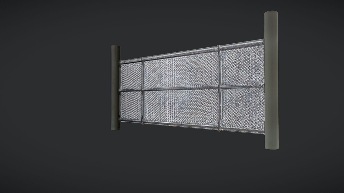 chain link fence panel 3D model_22