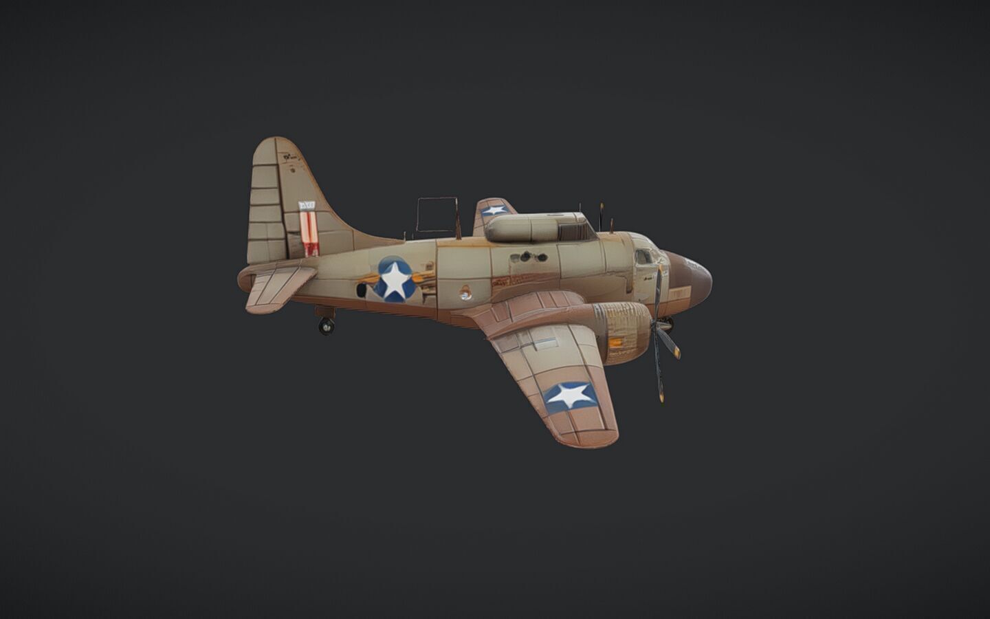 World War II military transport airplane 3D model_2
