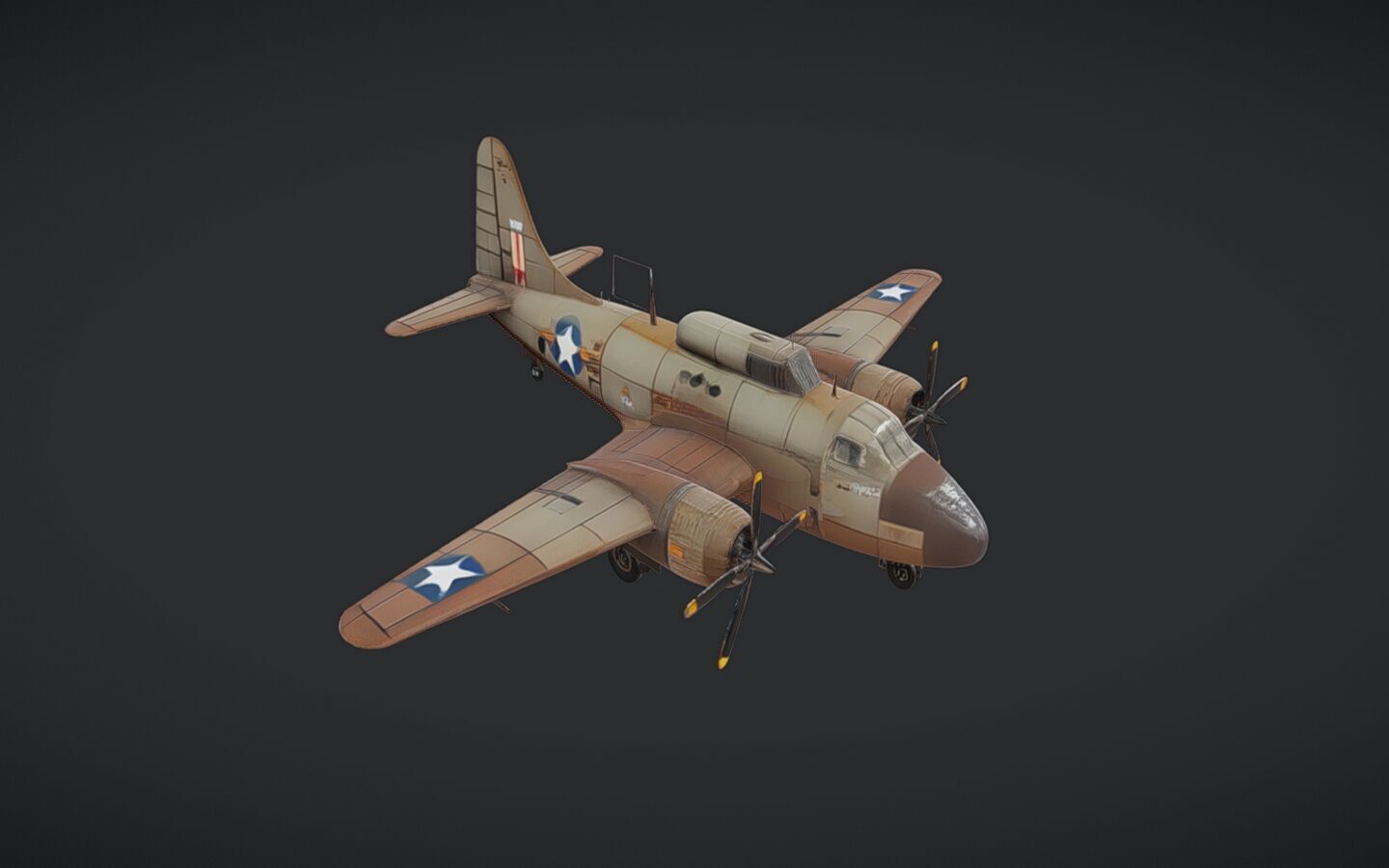 World War II military transport airplane 3D model_9