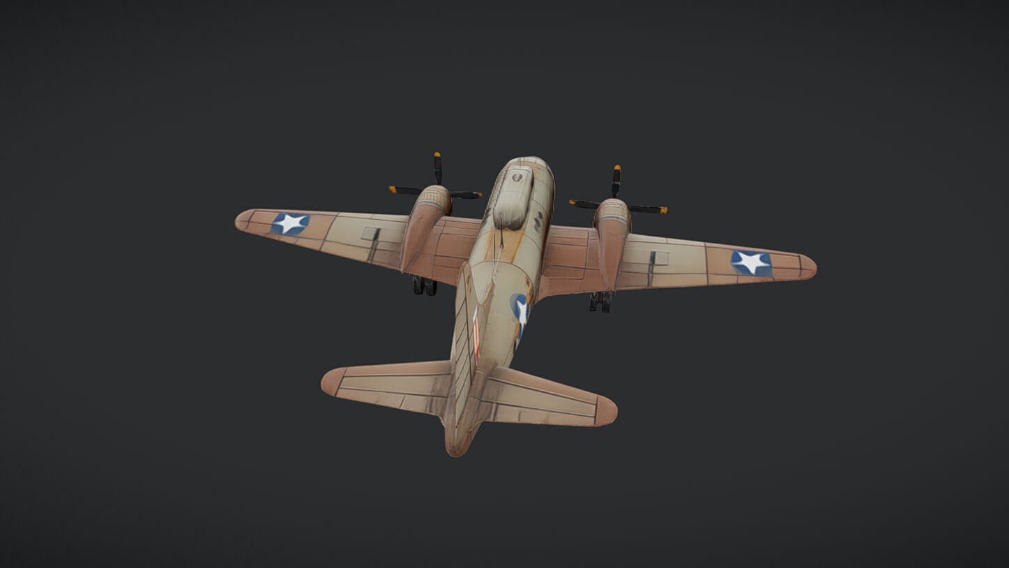 World War II military transport airplane 3D model_28