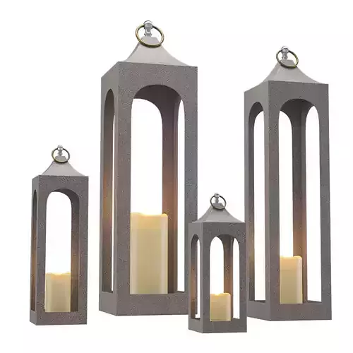Caleb Handcrafted Metal Outdoor Lantern Gray