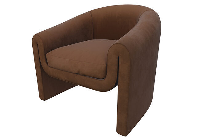 Modern Brown Upholstered Armchair Free 3D model
