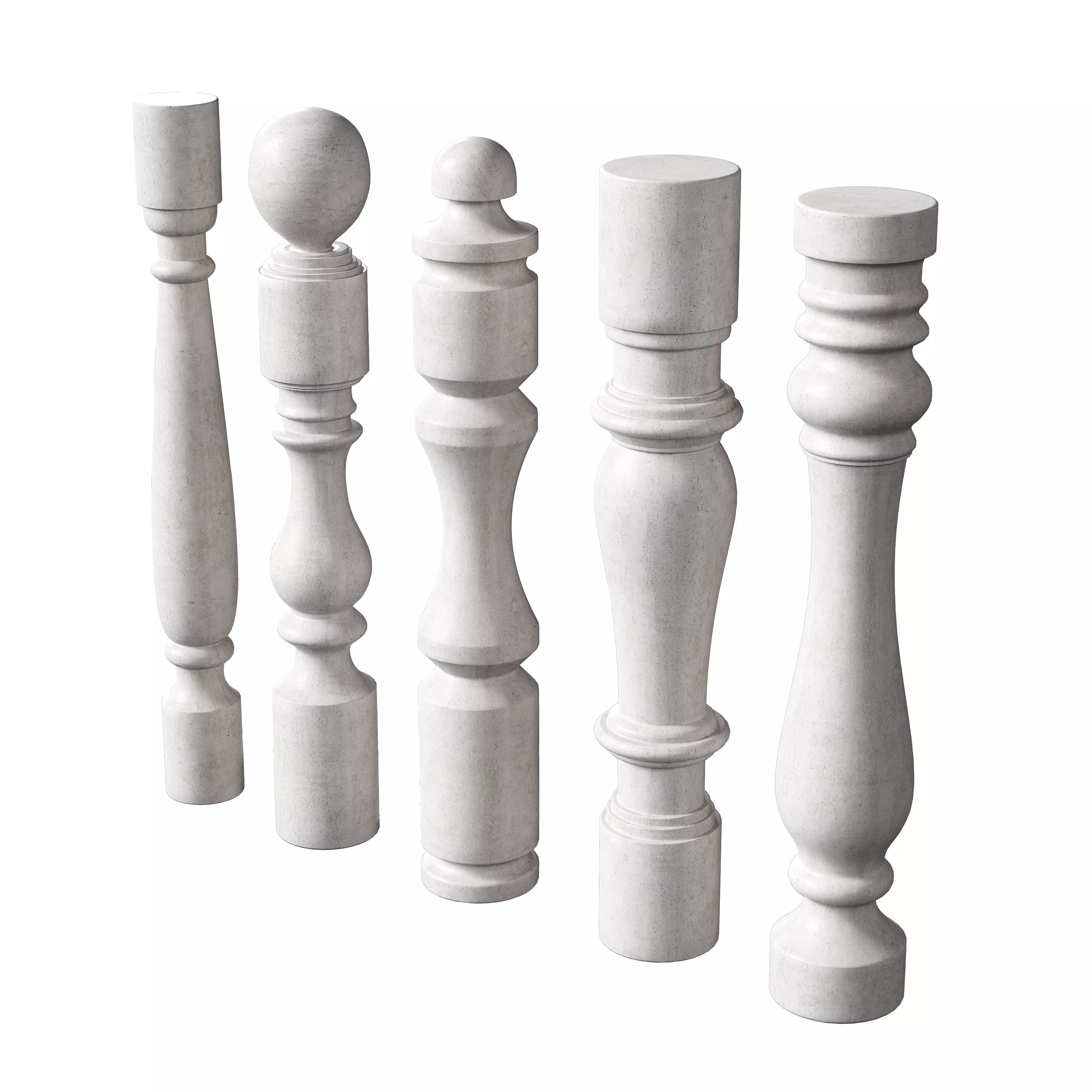 Marble Quintet Balusters with Classic Design 2 3D model_0