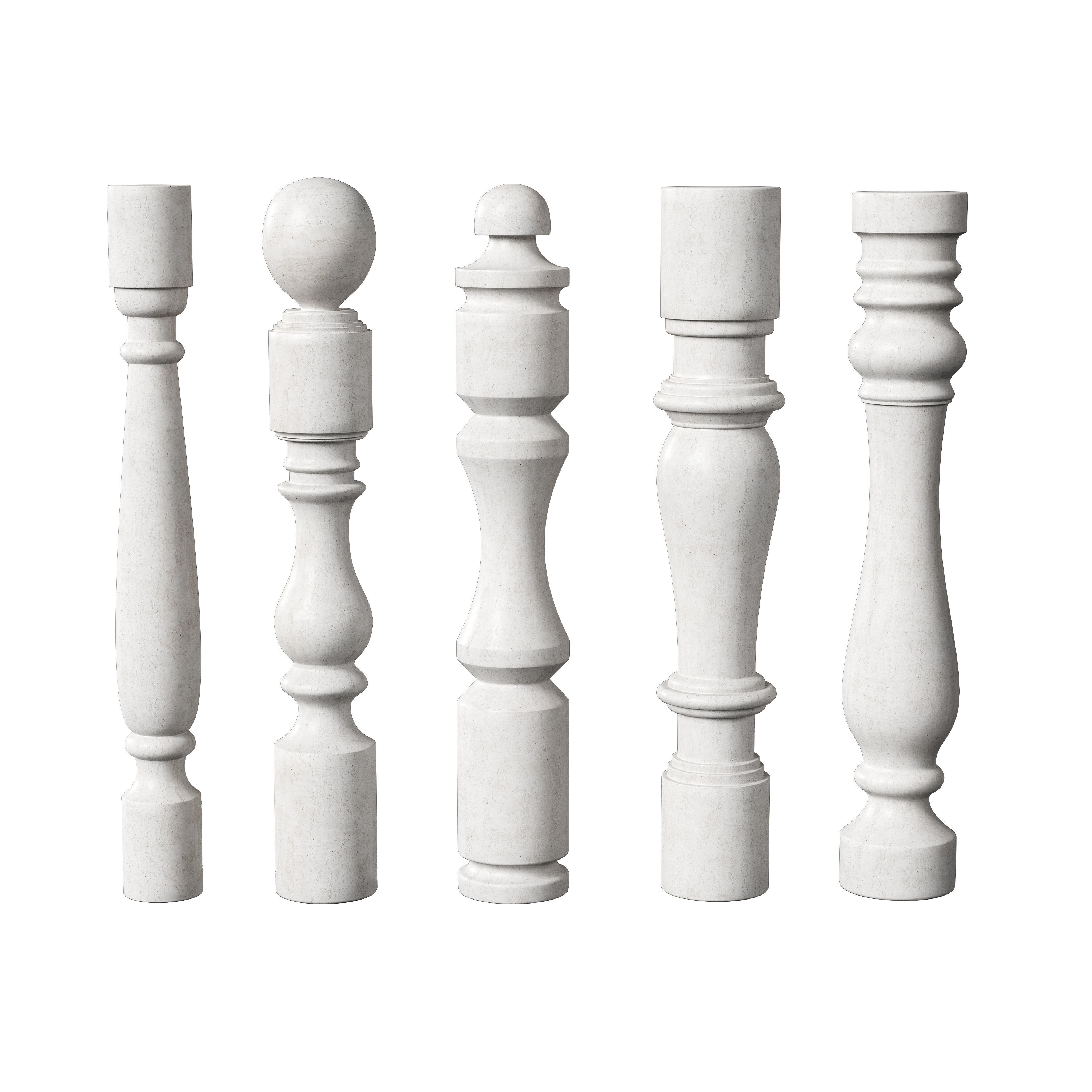 Marble Quintet Balusters with Classic Design 2 3D model_1