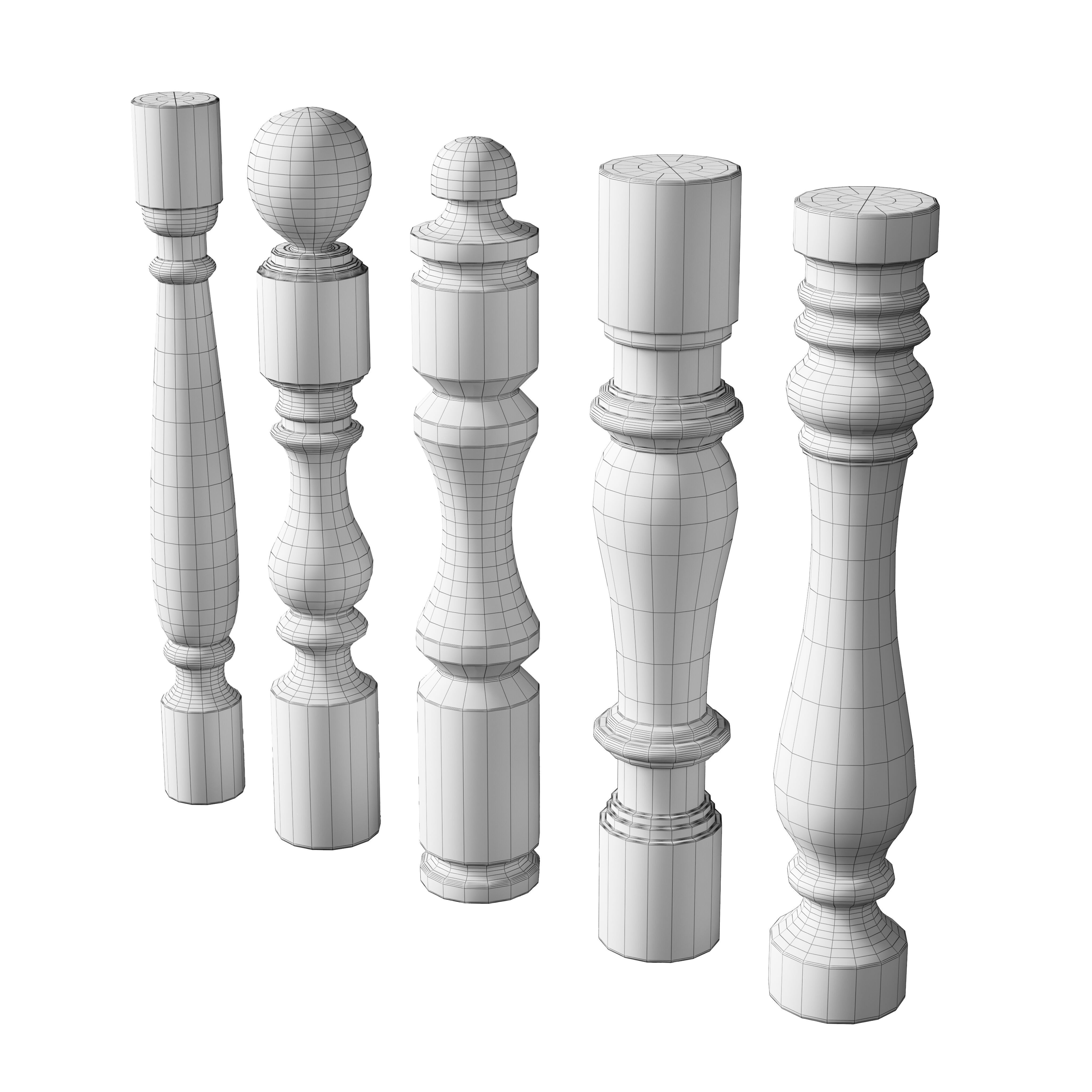 Marble Quintet Balusters with Classic Design 2 3D model_5