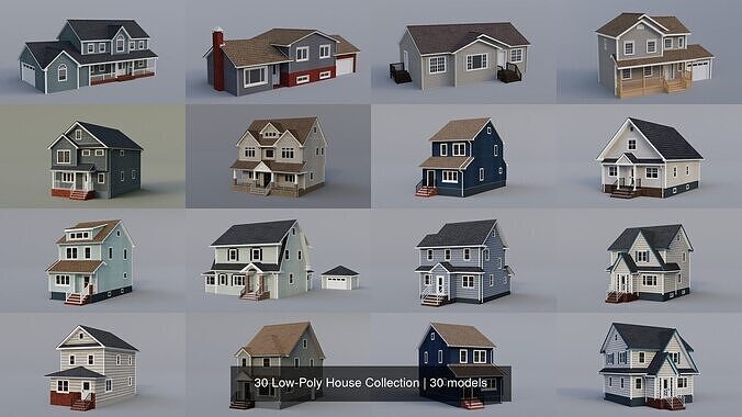 30 Low-Poly House Collection 3D Model Pack 3