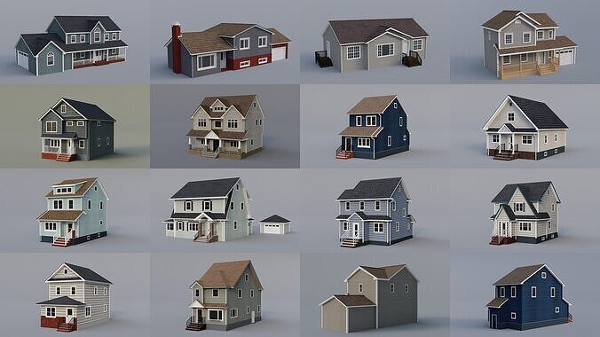 30 Low-Poly House Collection 3D Model Pack 4