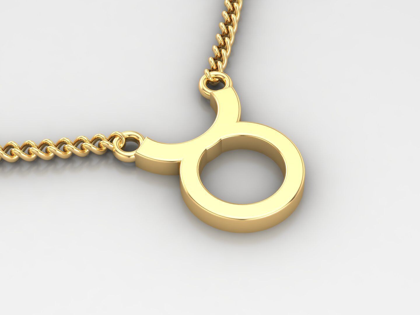 18K Gold Taurus Pendant V1 3D model_2