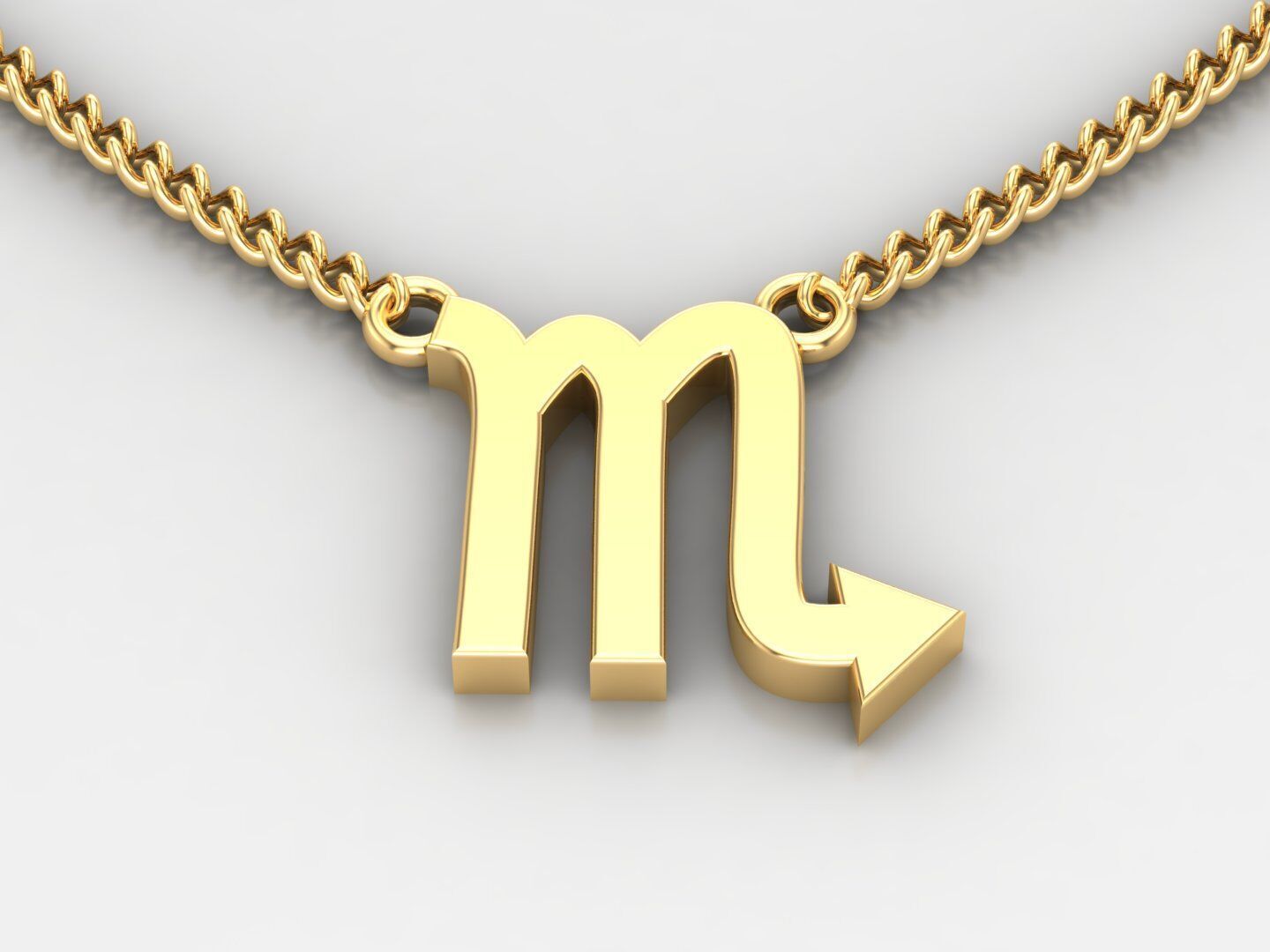 18K Gold Scorpio Pendant V1 3D model_3