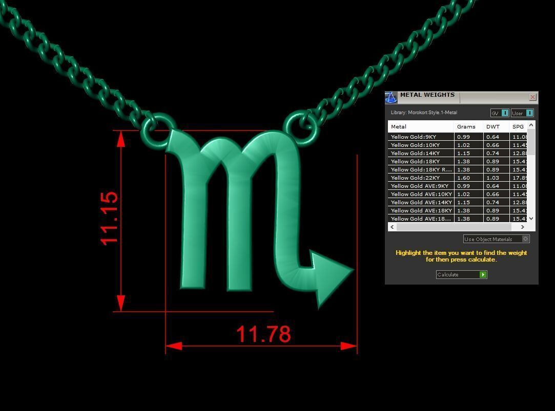 18K Gold Scorpio Pendant V1 3D model_1