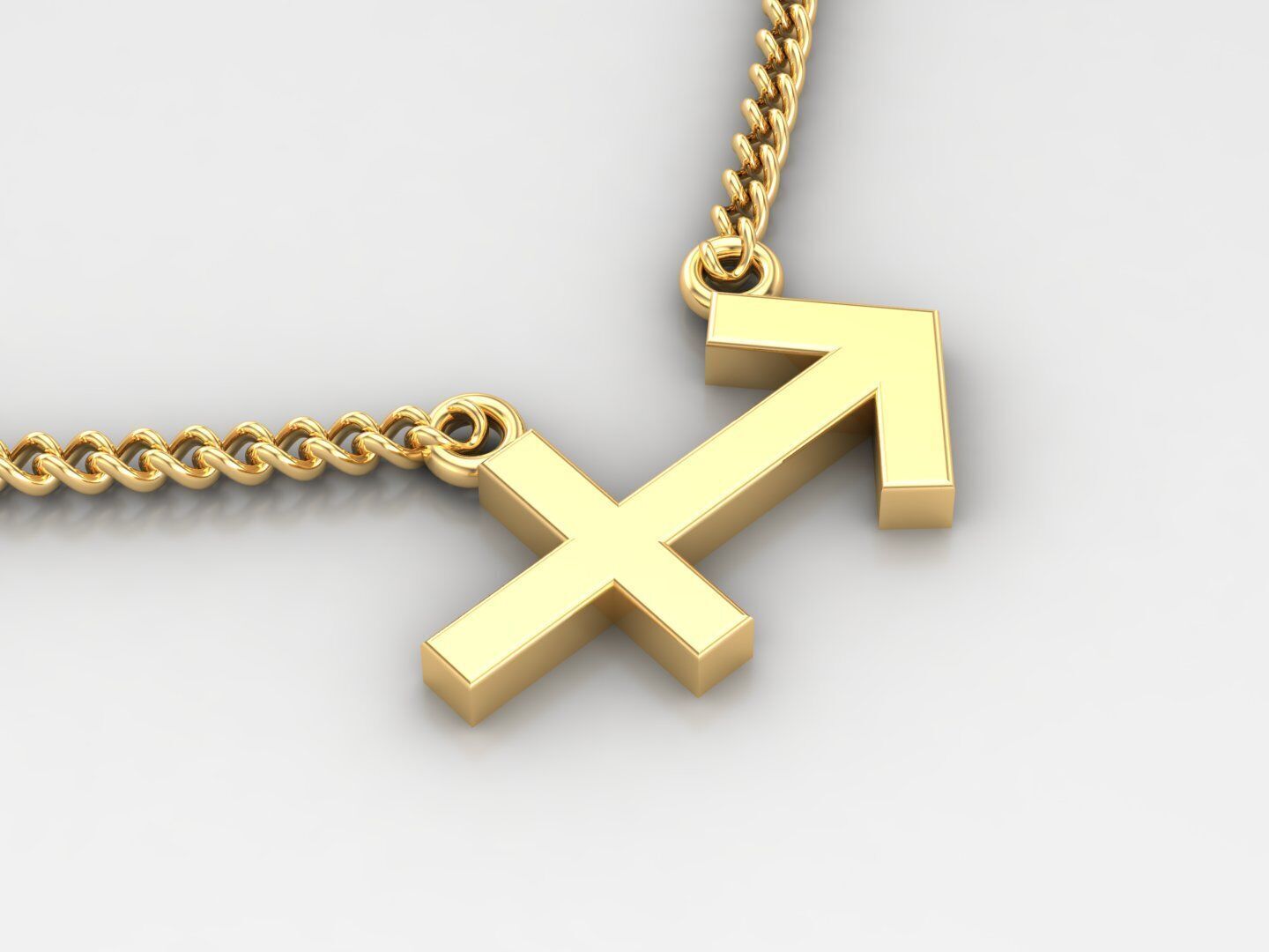 18K Gold Sagittarius Pendant V1 3D model_2