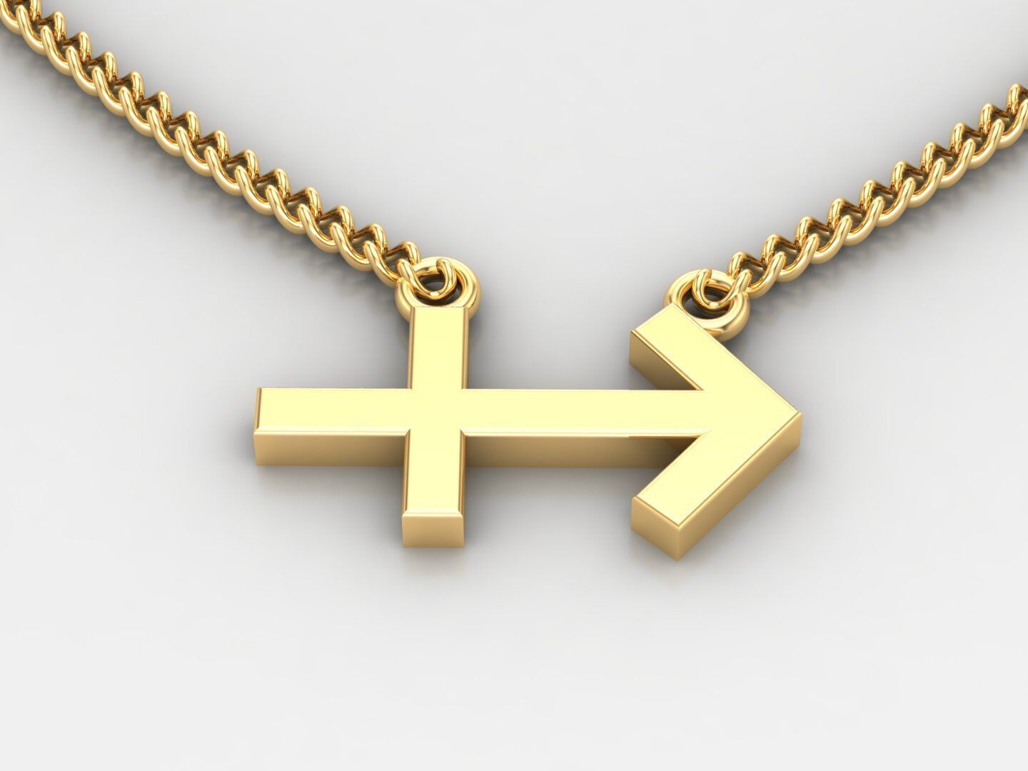 18K Gold Sagittarius Pendant V1 3D model_3