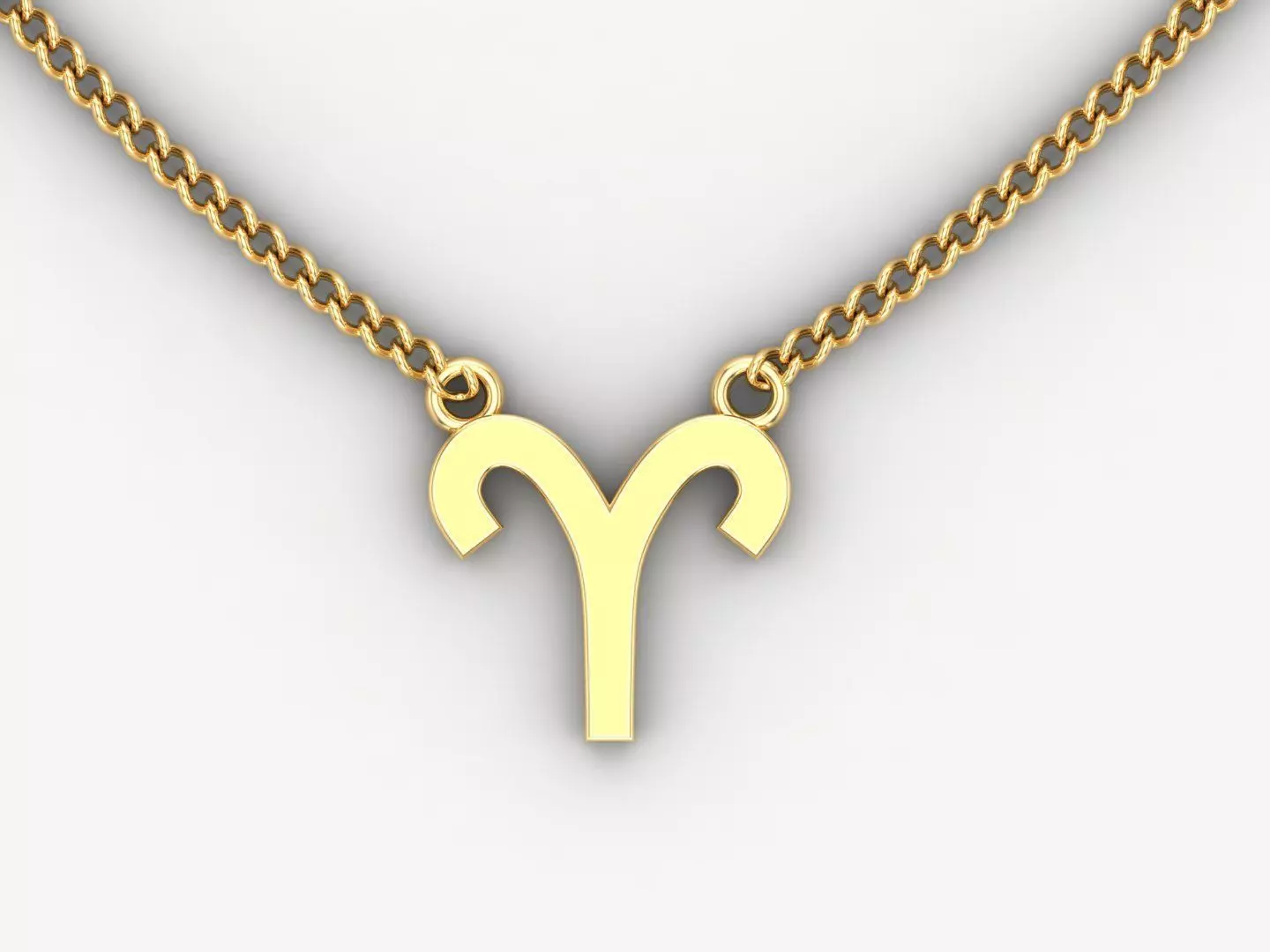 18K Gold Aries Pendant V1 3D model_0