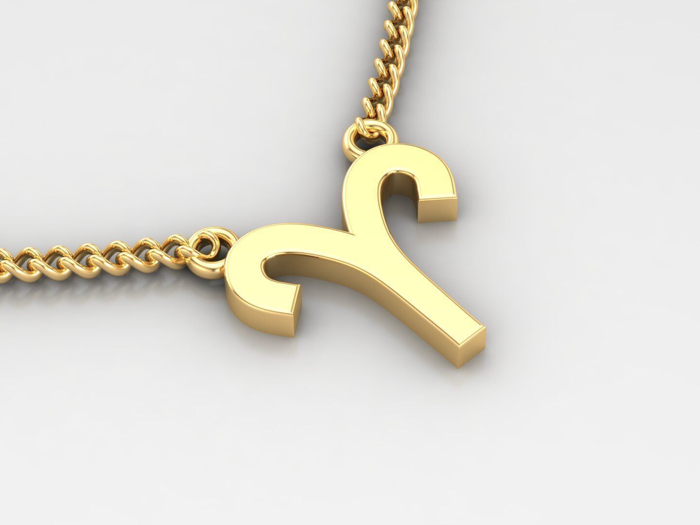 18K Gold Aries Pendant V1 3D model_2