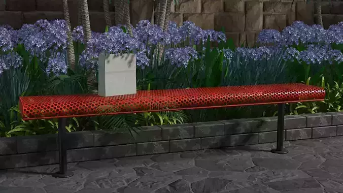 Nr-16 Park Bench - Steel Low-poly 3D model