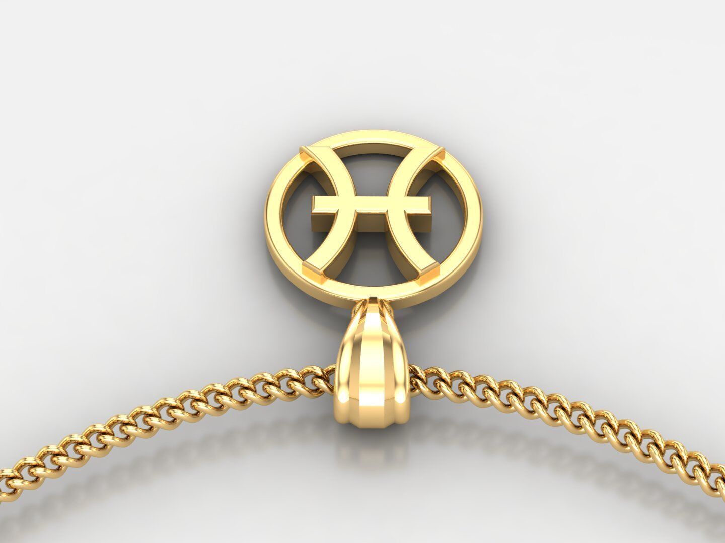 18K Gold Pisces Pendant V2 3D model_5
